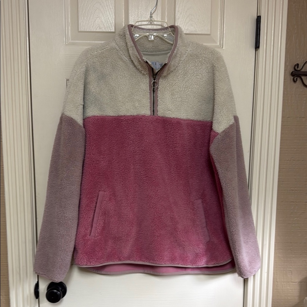 Time and Tru Pink, lavender and cream Teddy Jacket Cozy and Stylish